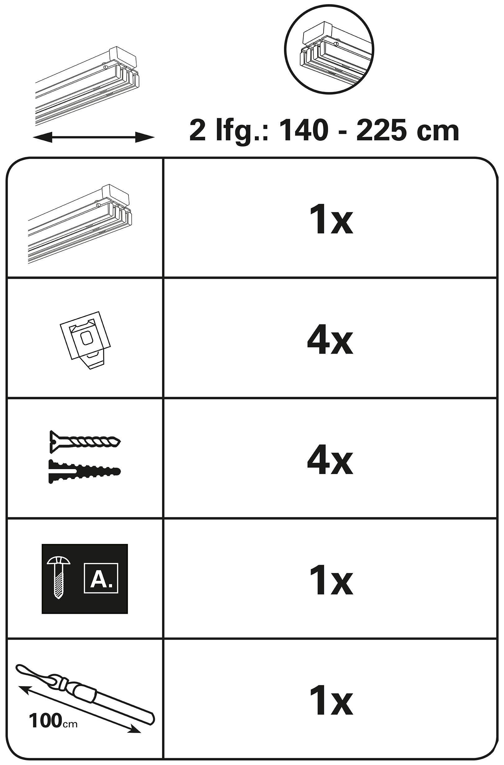 Flächenvorhangschiene Emia Komplett Set, GARDINIA