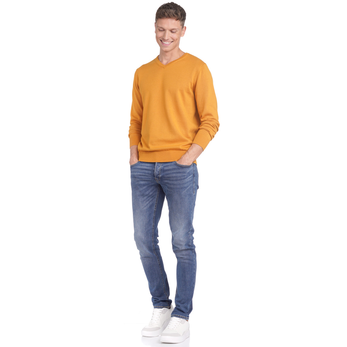 Herren Feinstrickpullover mit V-Ausschnitt