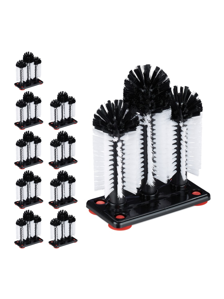 relaxdays 10x Gläserspülbürste in Weiß/Schwarz - (B)18,5 x (H)22 x (T)9,5 cm günstig kaufen onesize