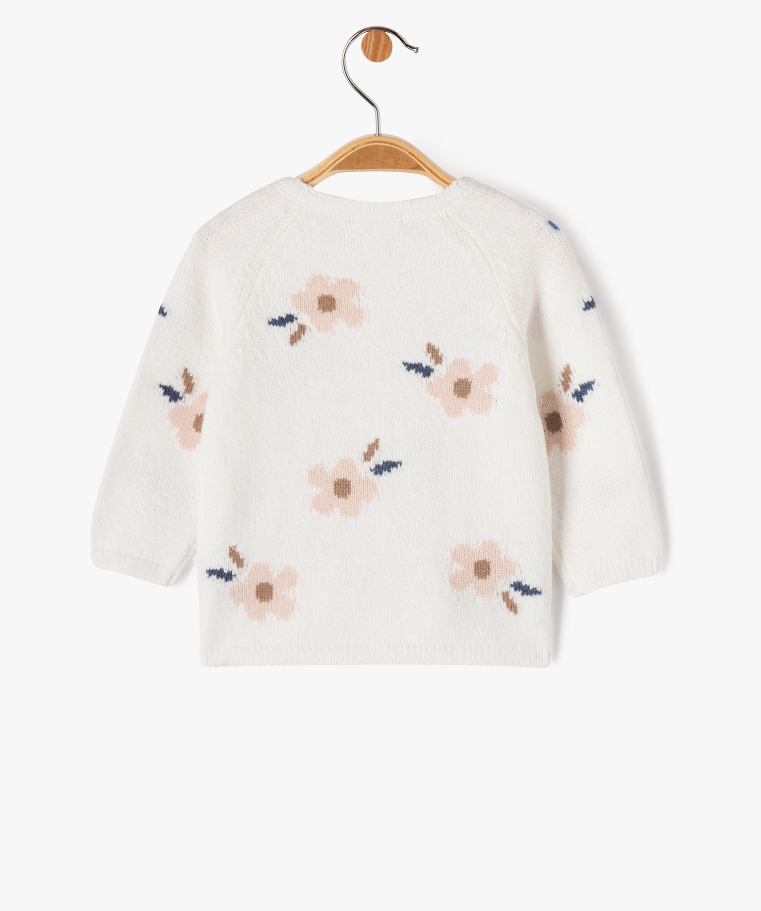 Gilet en maille douce et fleurie bébé fille - LuluCastagnette ecru | GEMO