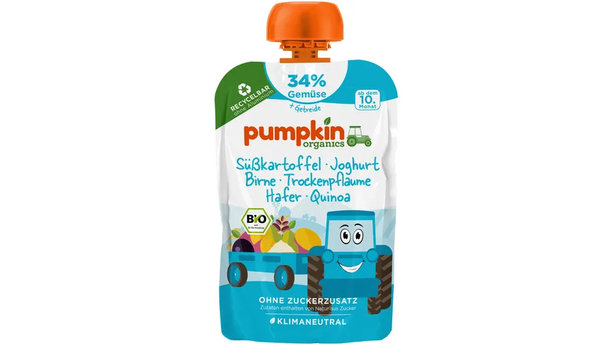 pumpkin organics Bio Quetschie Süßkartoffel, Joghurt, Trockenpflaume, Hafer 100 g