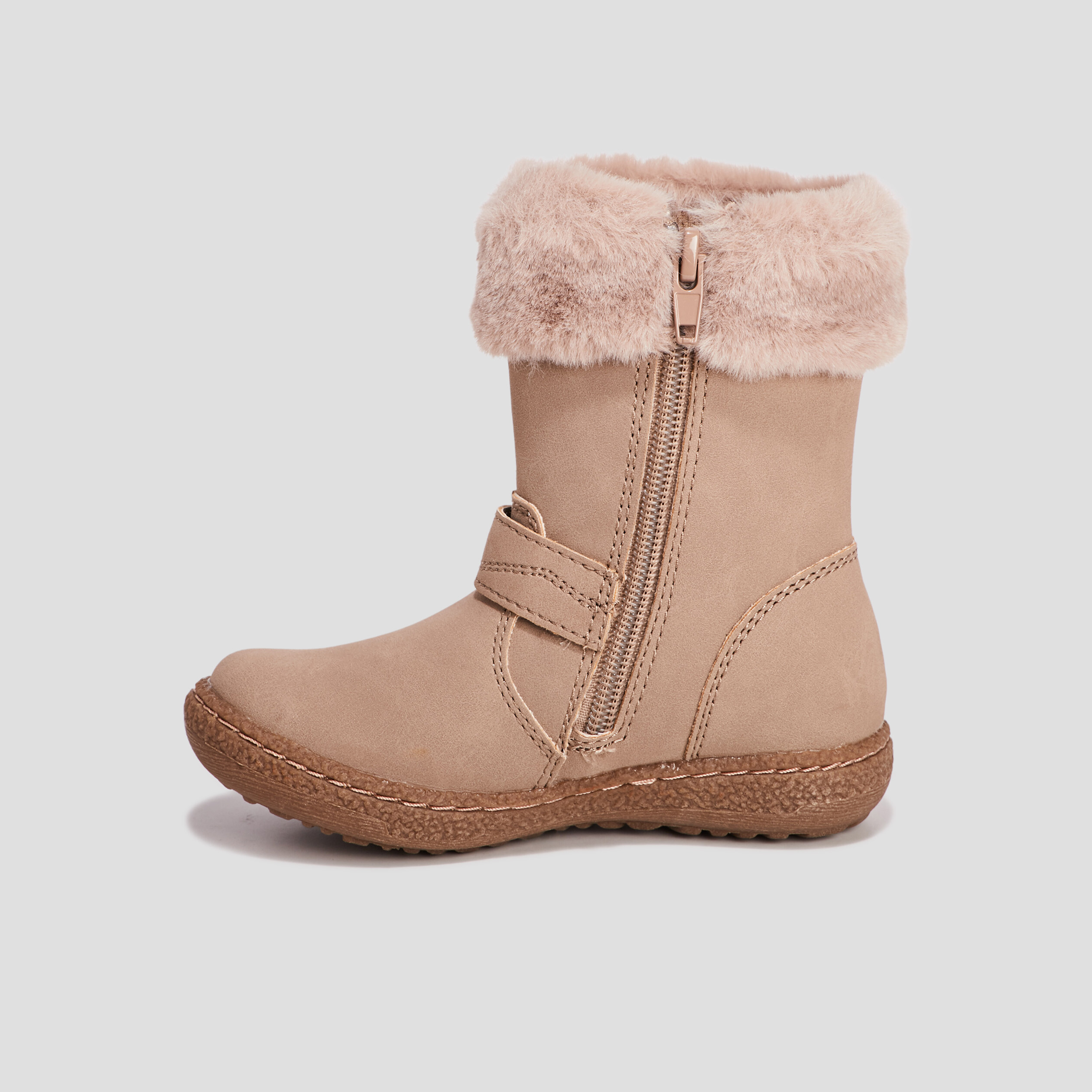 Bottes avec fausse fourrure sable fille | La Halle