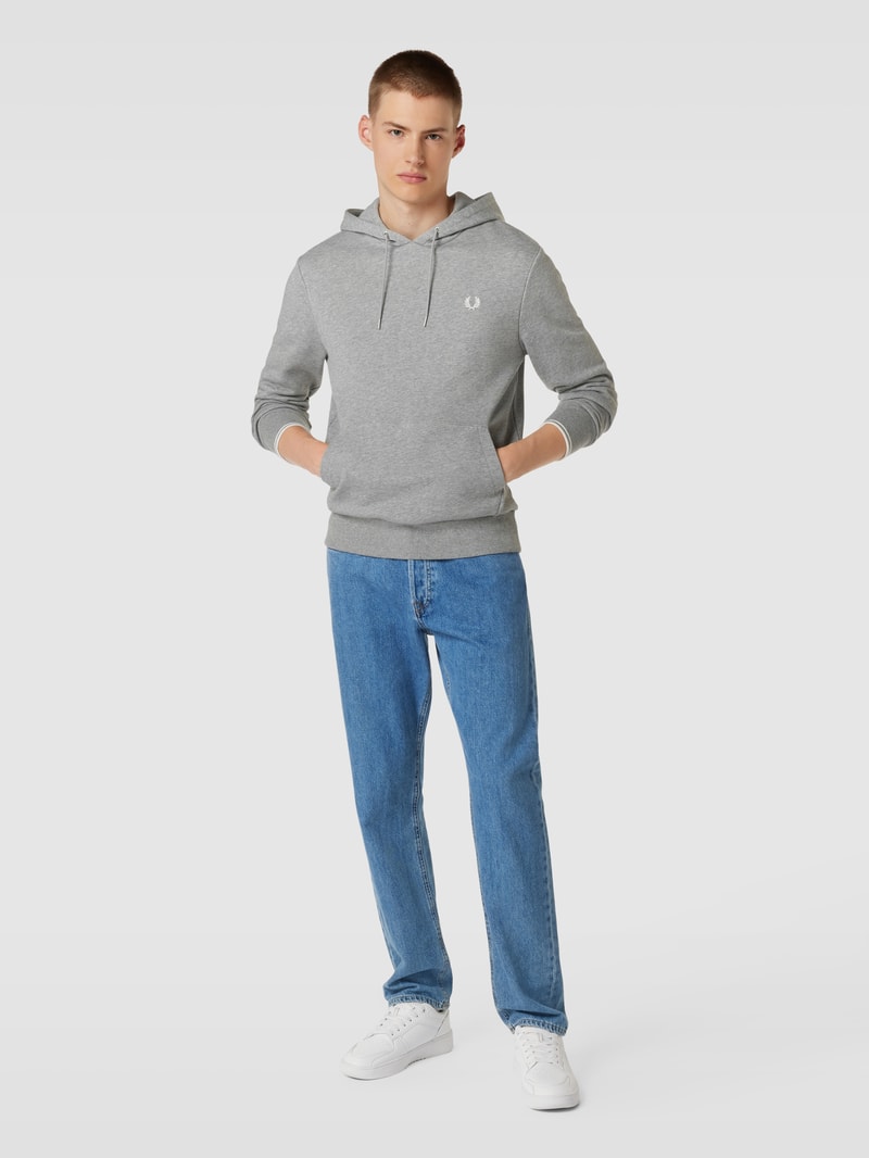 Hoodie mit Logo-Stitching Modell 'Tipped' in hellgrau meliert