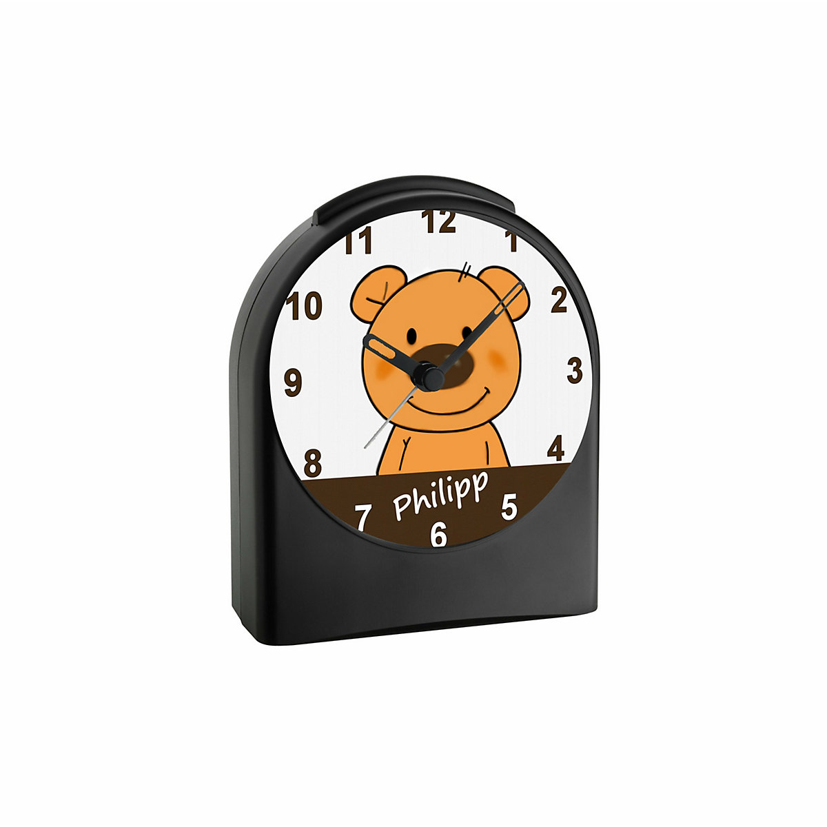 Kinder Funkwecker personalisiert mit Namen Teddy Bär Atom-/Funkuhr, 12-Stunden-Anzeigeformat, Schlummerfunktion, Nachtlicht, Geräuschlos/Ohne Ticken