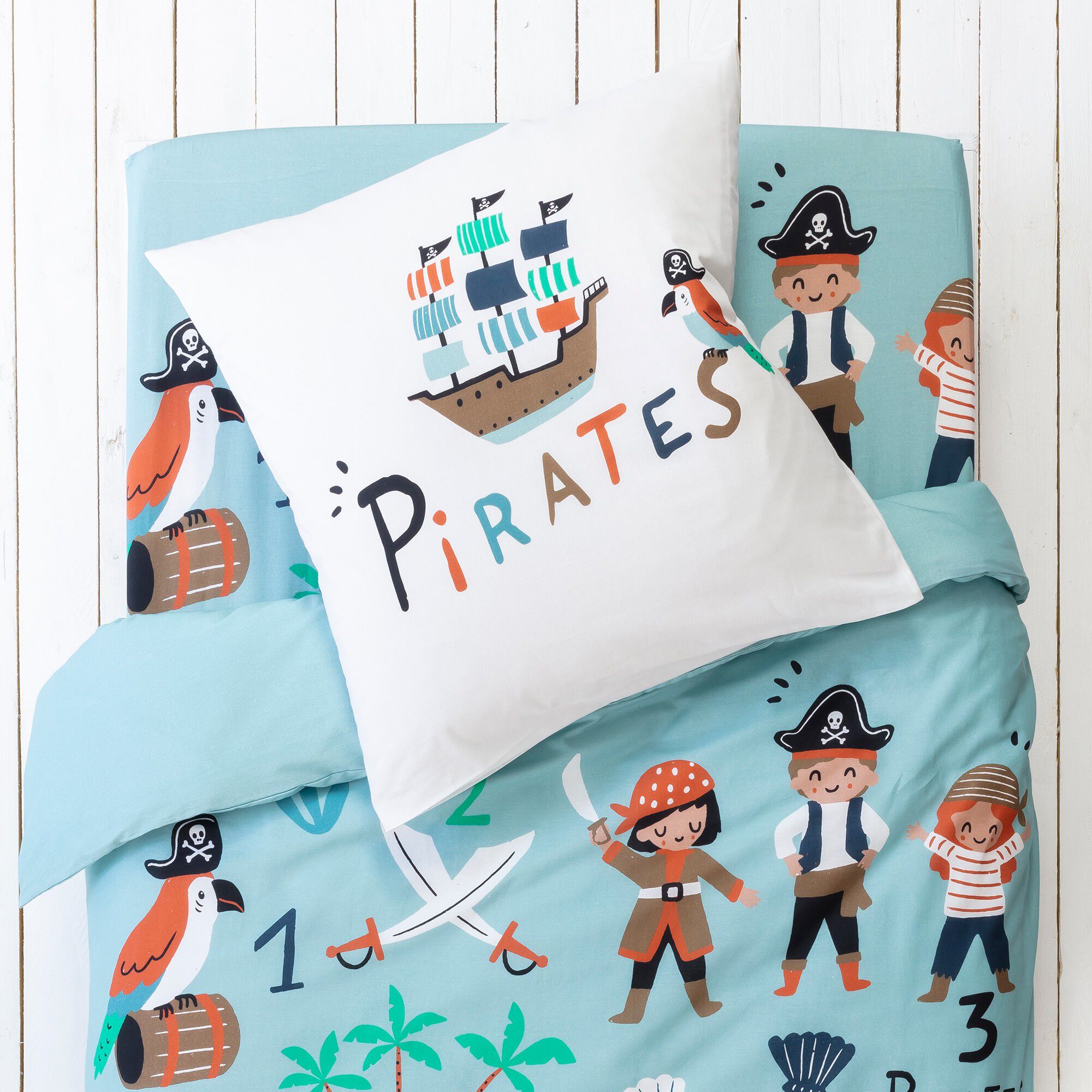 Linge de lit enfant Pirates imprimé en coton