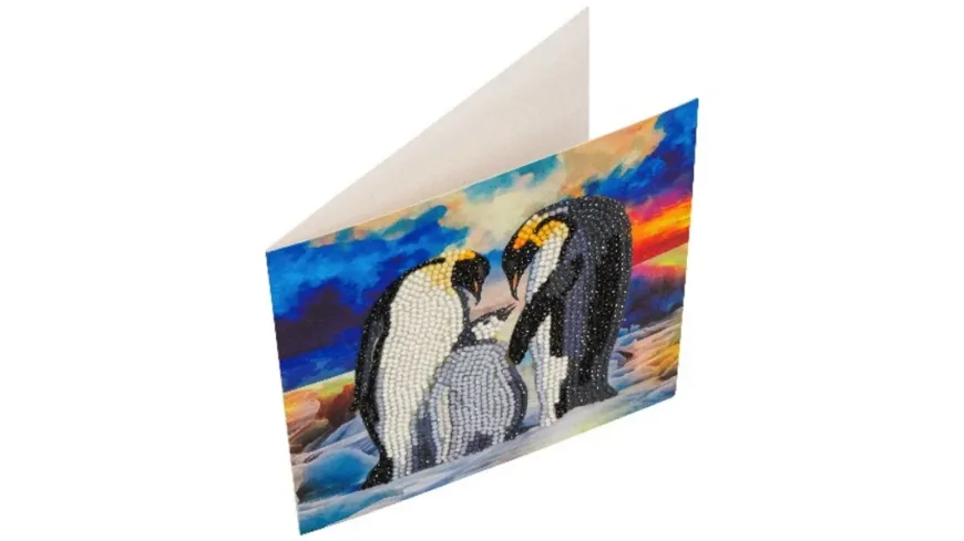 Craft Buddy - Crystal Art Diamond Painting Card Kit Pinguin Familie 18x18cm
