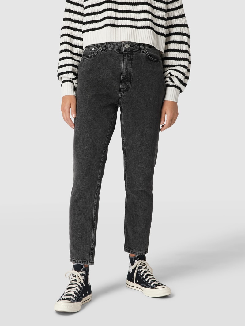 Jeans mit Label-Patch im Skinny Mom Fit in anthrazit