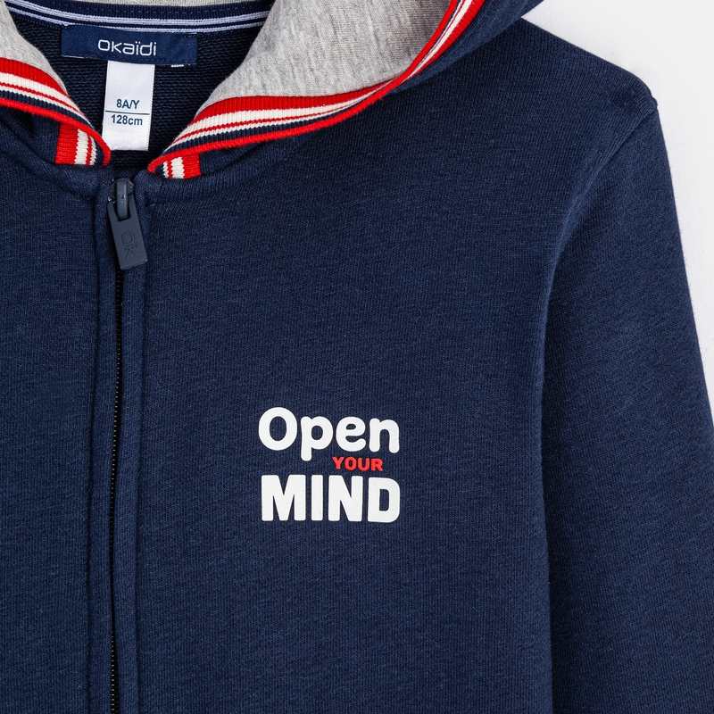 Sweat-shirt à capuche open mind bleu garçon