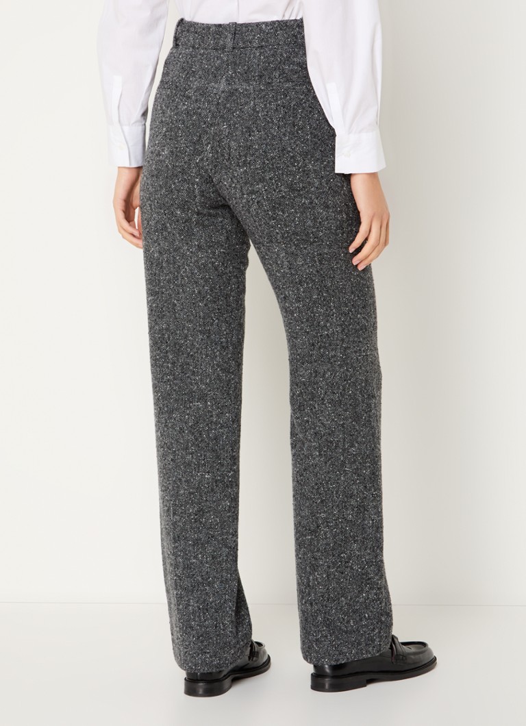 Calças de tweed Claudie Pierlot Pilia de cintura alta e corte amplo com bolsos laterais.