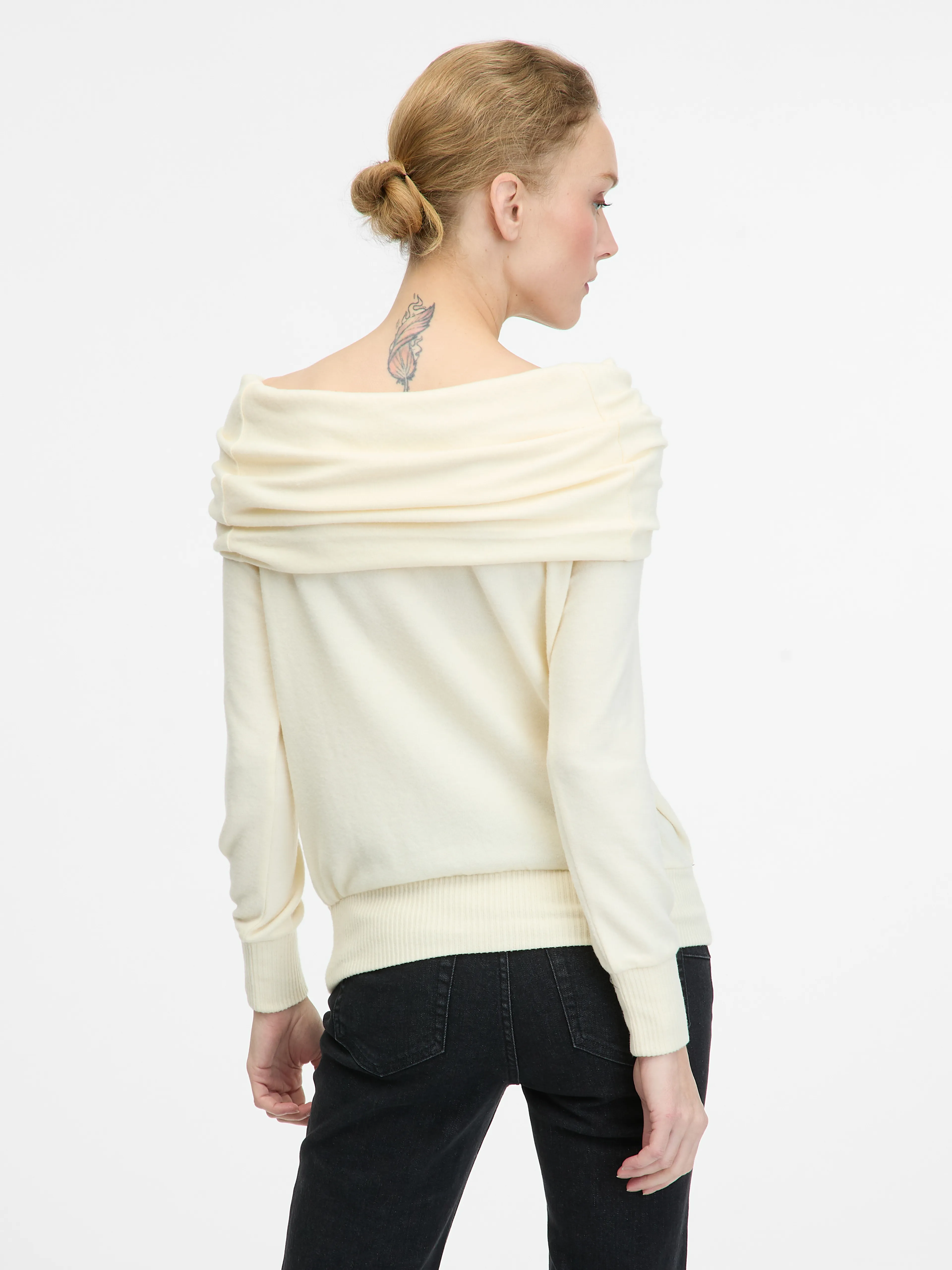 Cremefarbenes Damen-Langarmshirt ORSAY