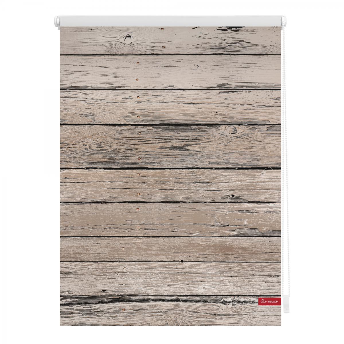Lichtblick Rollo Klemmfix, ohne Bohren, blickdicht, Bretter-Vintage Braun, 60 x 150 cm (B x L)