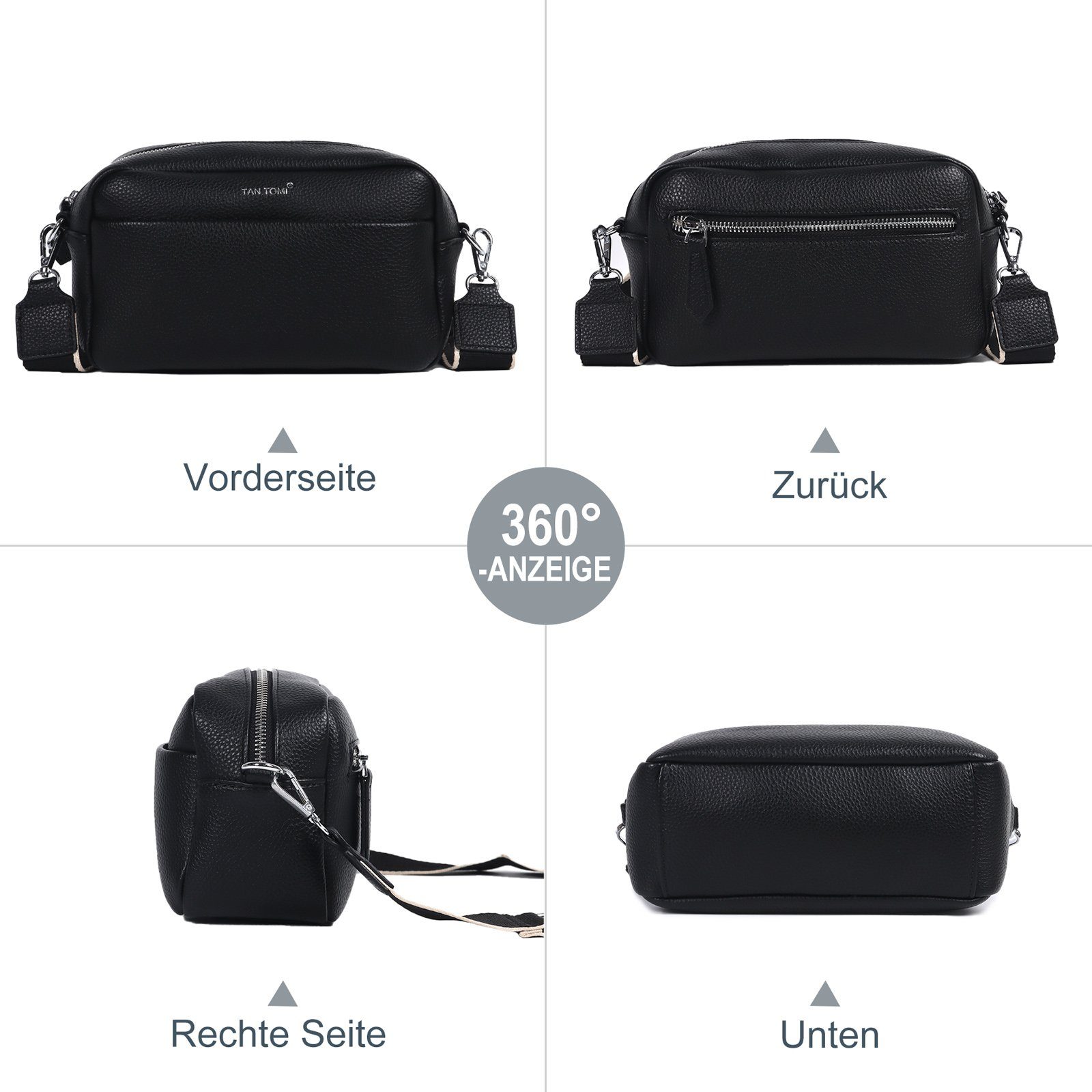 TAN.TOMI Schultertasche Damen Kleine Umhängetaschen, Handtasche mit abnehmbarem Schultergurt