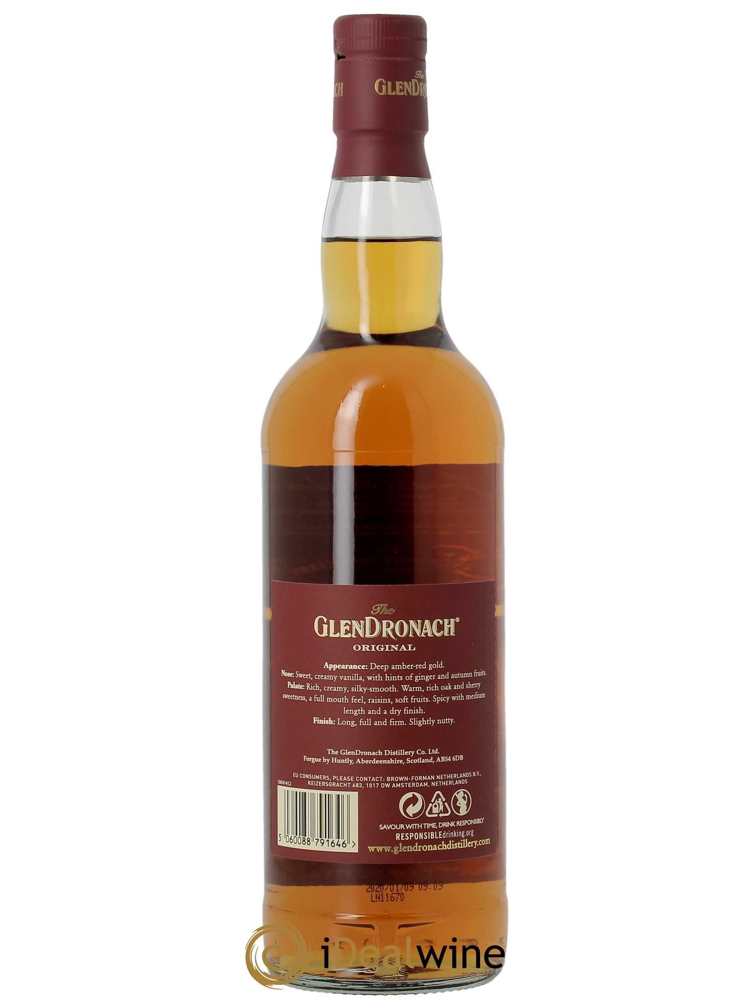Whisky Glendronach 12 years Of. Single Malt Scotch Whisky (70 cl)  - Lot de 1 Bouteille