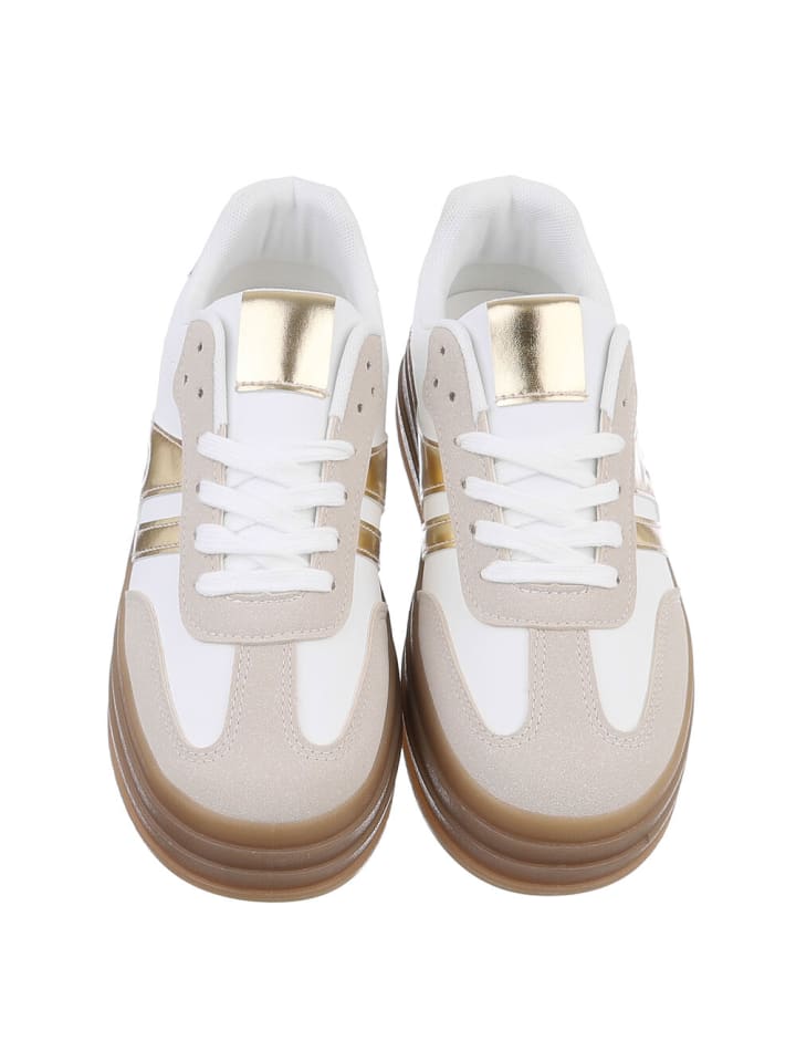 Ital-Design Freizeitschuh in Creme und Gold günstig kaufen