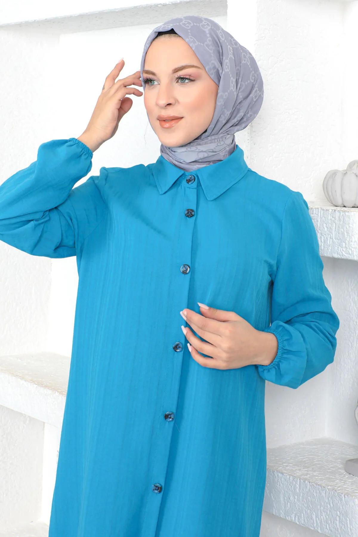 Tesettür Dünyası  Lange Tunika Tsd230359 Blau