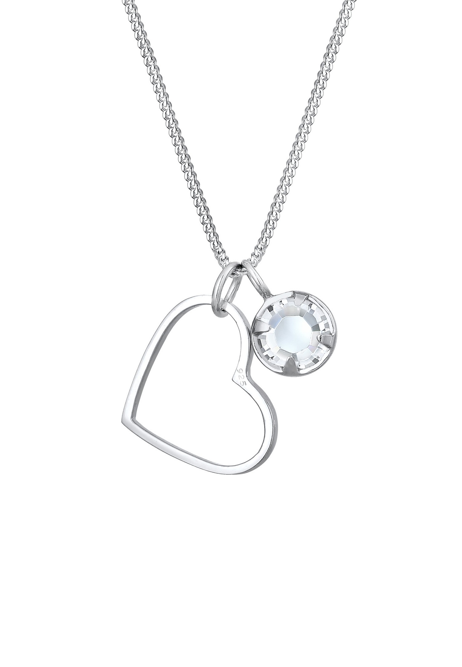 Collana da donna Elli con ciondolo a forma di cuore traforato e cristalli - Argento 925/1000