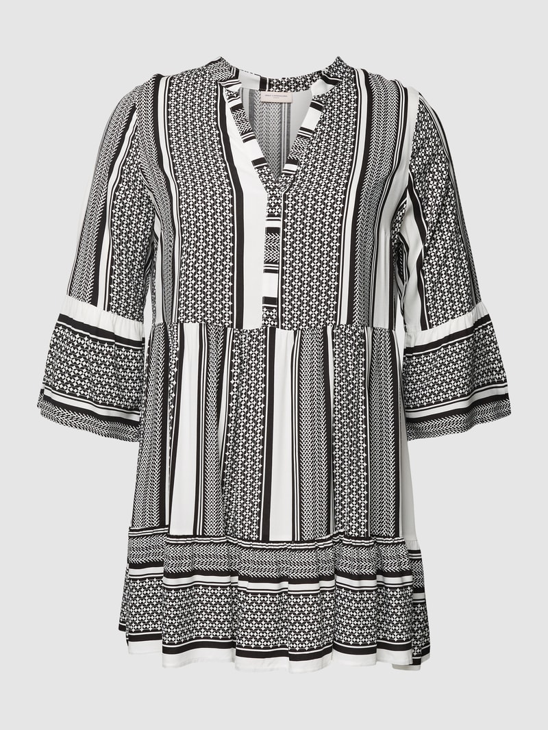 PLUS SIZE Tunikakleid mit Allover-Muster Modell 'MARRAKESH' in schwarz
