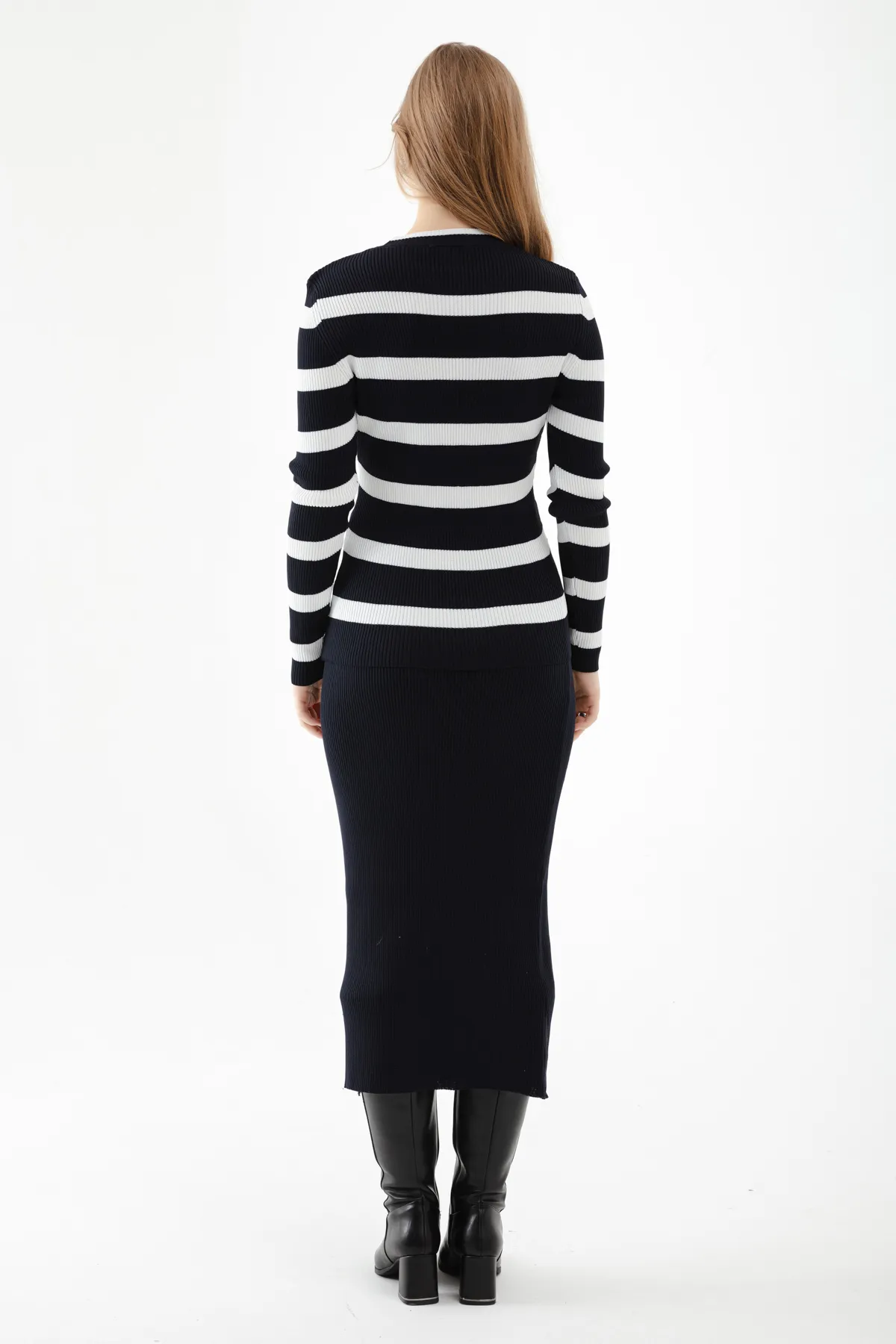 Lafaba  Schwarz gestreiftes Strickset für Damen