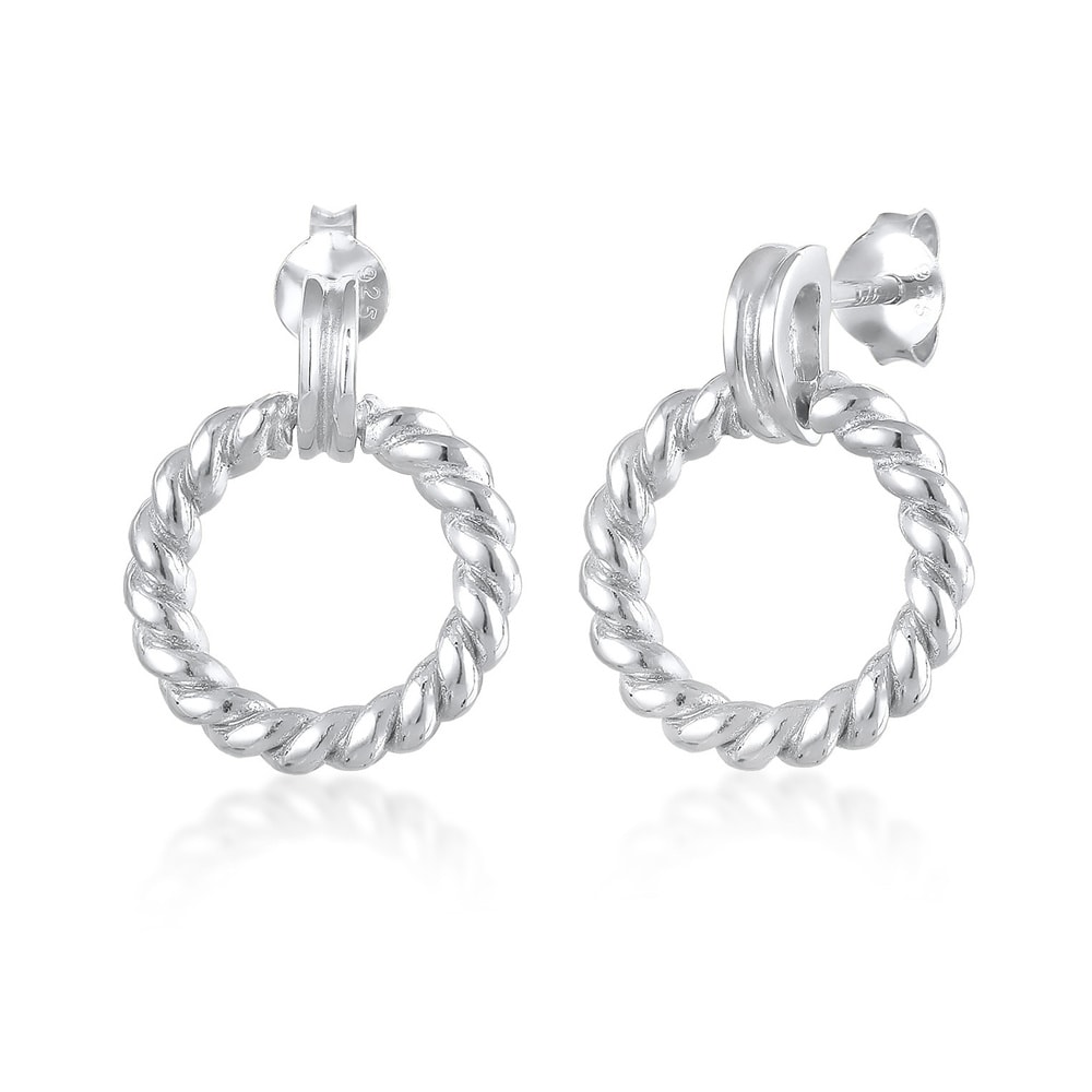 Elli Elli Boucles d'Oreilles Clous d'oreilles pour femmes ronds torsadés en argent ste Boucles d'oreilles