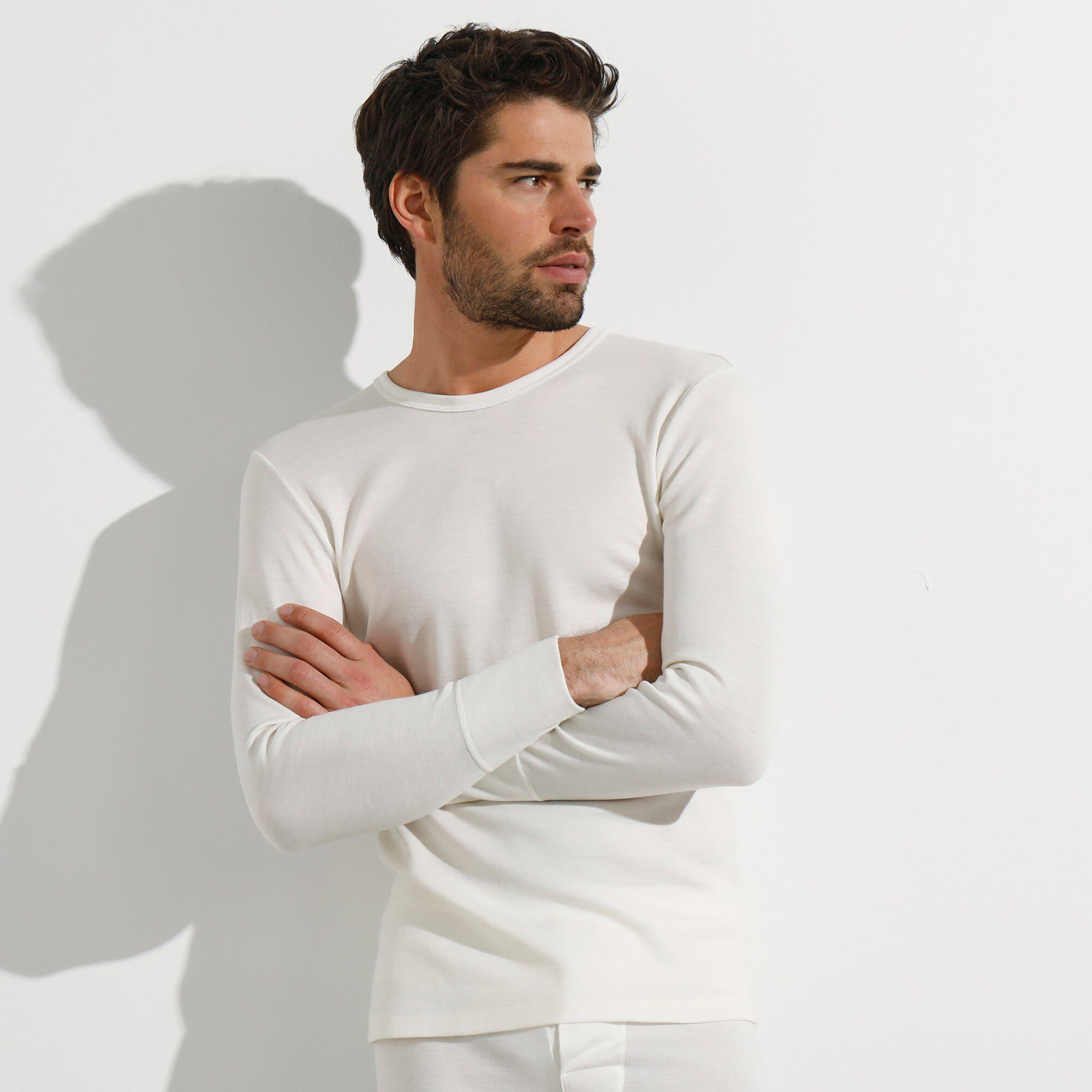 T-shirt col rond tricot double face ligne chaude