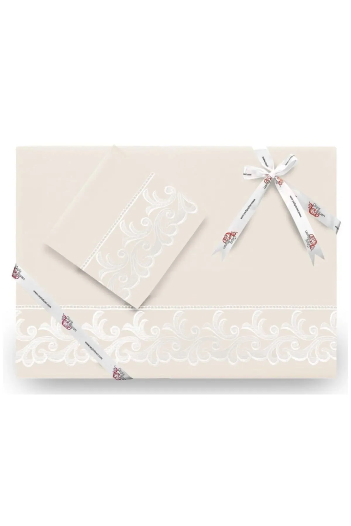 Çeyiz Diyarı  Französisches Guipure-Belinda-Bettbezug-Set, cremefarben