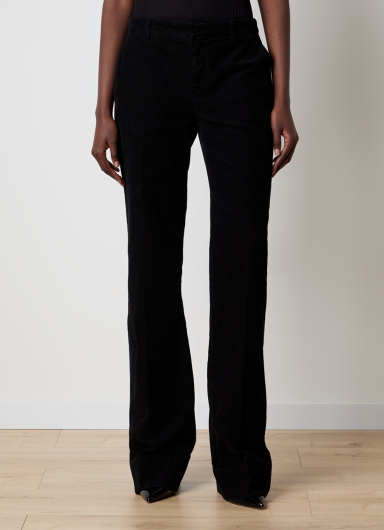 Saint Laurent mid-waist bootcut corduroy trousers with side pockets