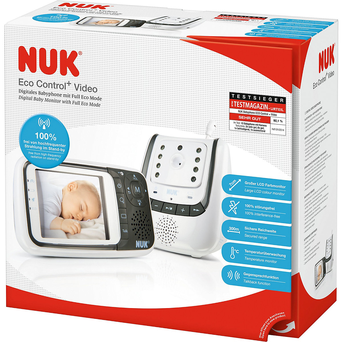NUK Babyphone Eco Control+ Video, Full Eco Mode 100% frei von hochfrequenter Strahlung im Stand-by
