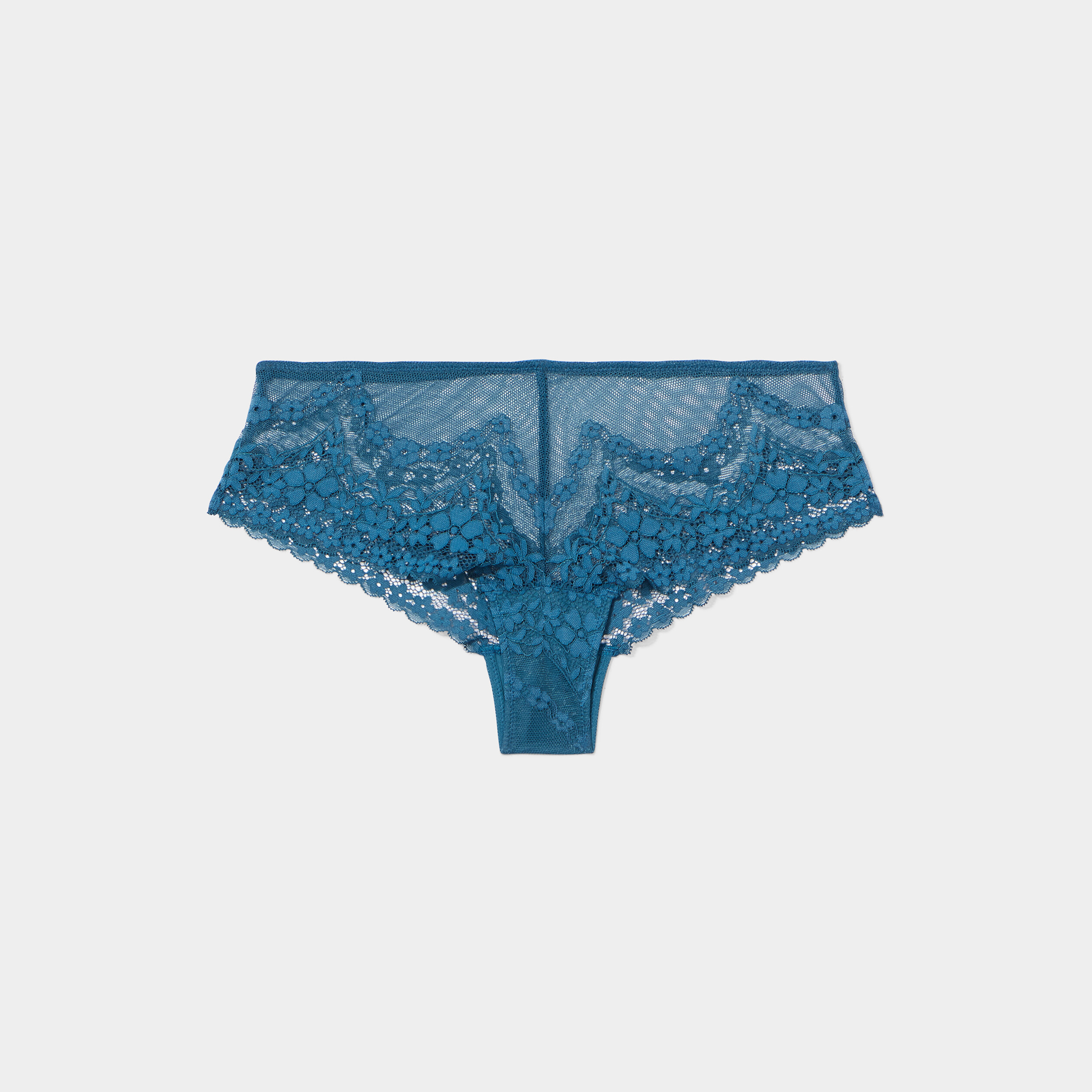 Shorty en dentelle et plumetis bleu canard femme | La Halle