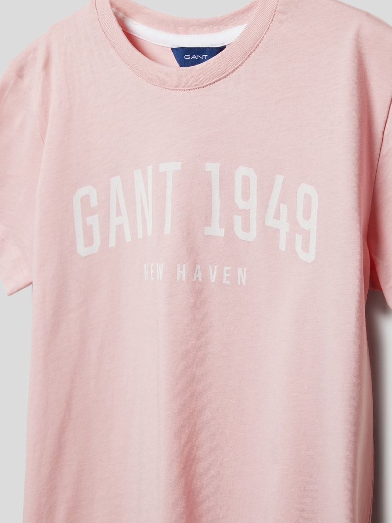 T-Shirt mit Label-Print in rosa
