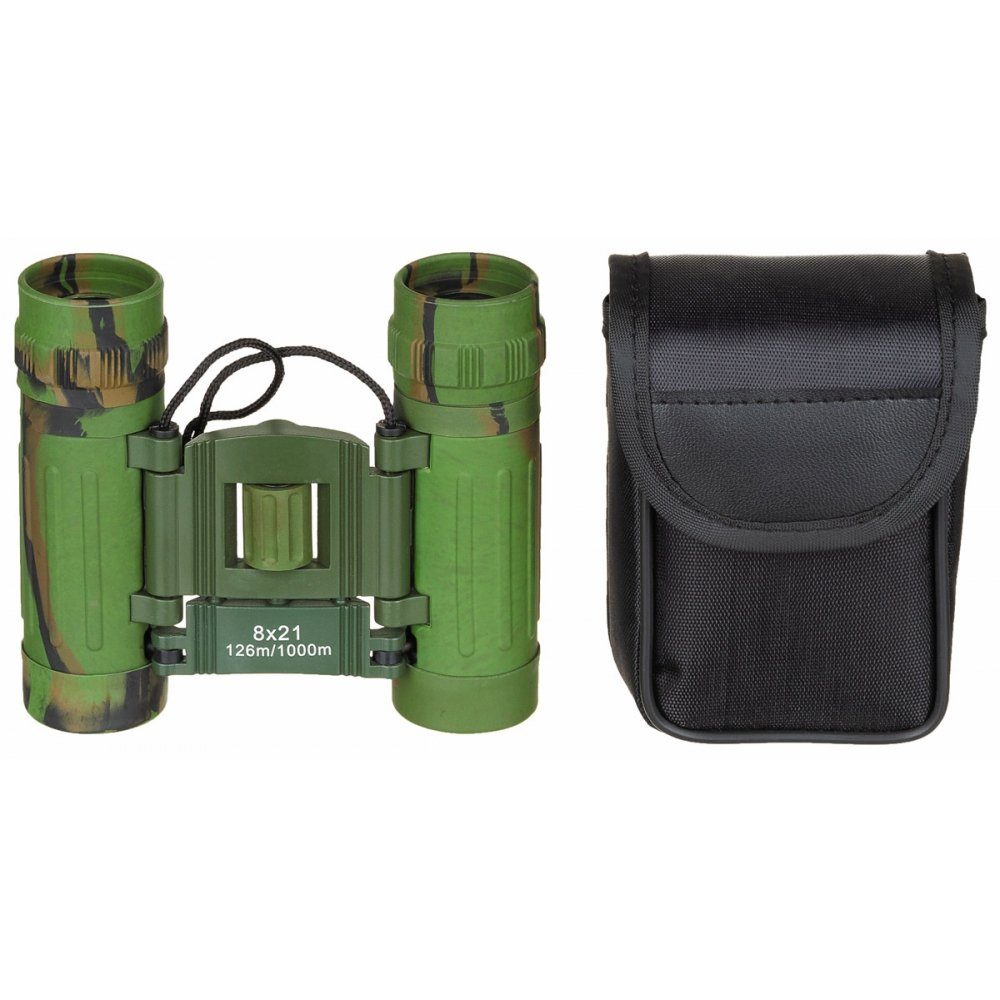 MFH Fernglas, faltbar, 8 x 21, woodland, Ruby Linse, Tasche Fernglas