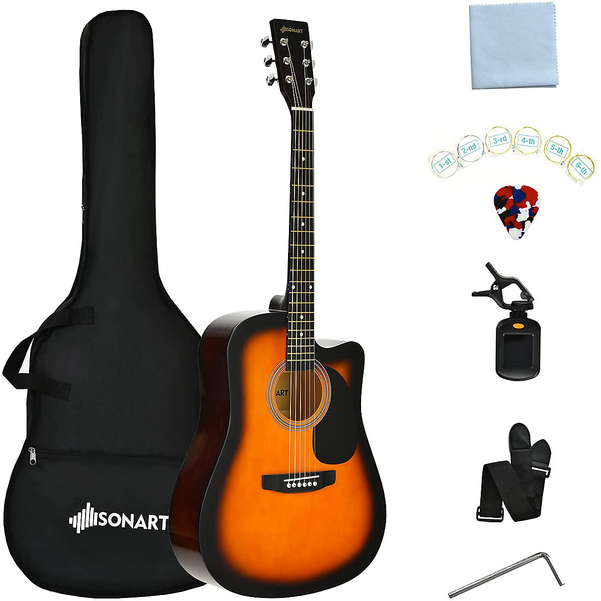 Akustikgitarre 41 Zoll mit Plektrum