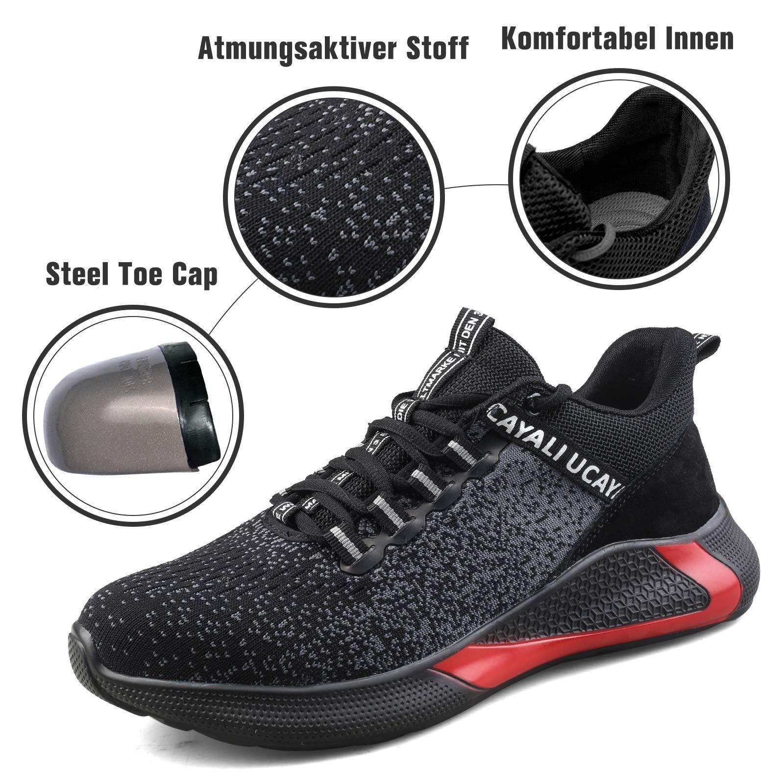 Home & Joy Sicherheitsschuh (durchtrittsicher, antistatisch, bequem, leicht, rutschfest, atmungsaktiv) S1 / S1P Arbeitsschuhe Stahlkappenschuhe Arbeitsschuhe Berufsschuhe