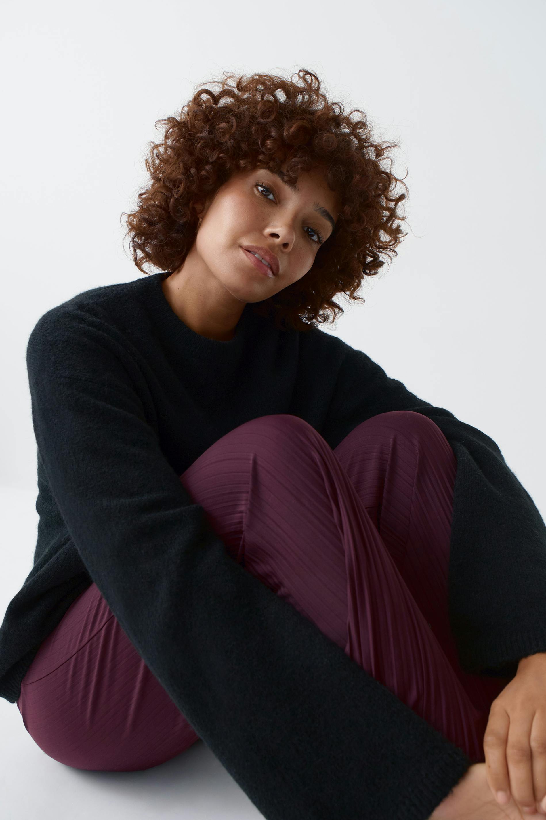 Jersey plisse trousers
