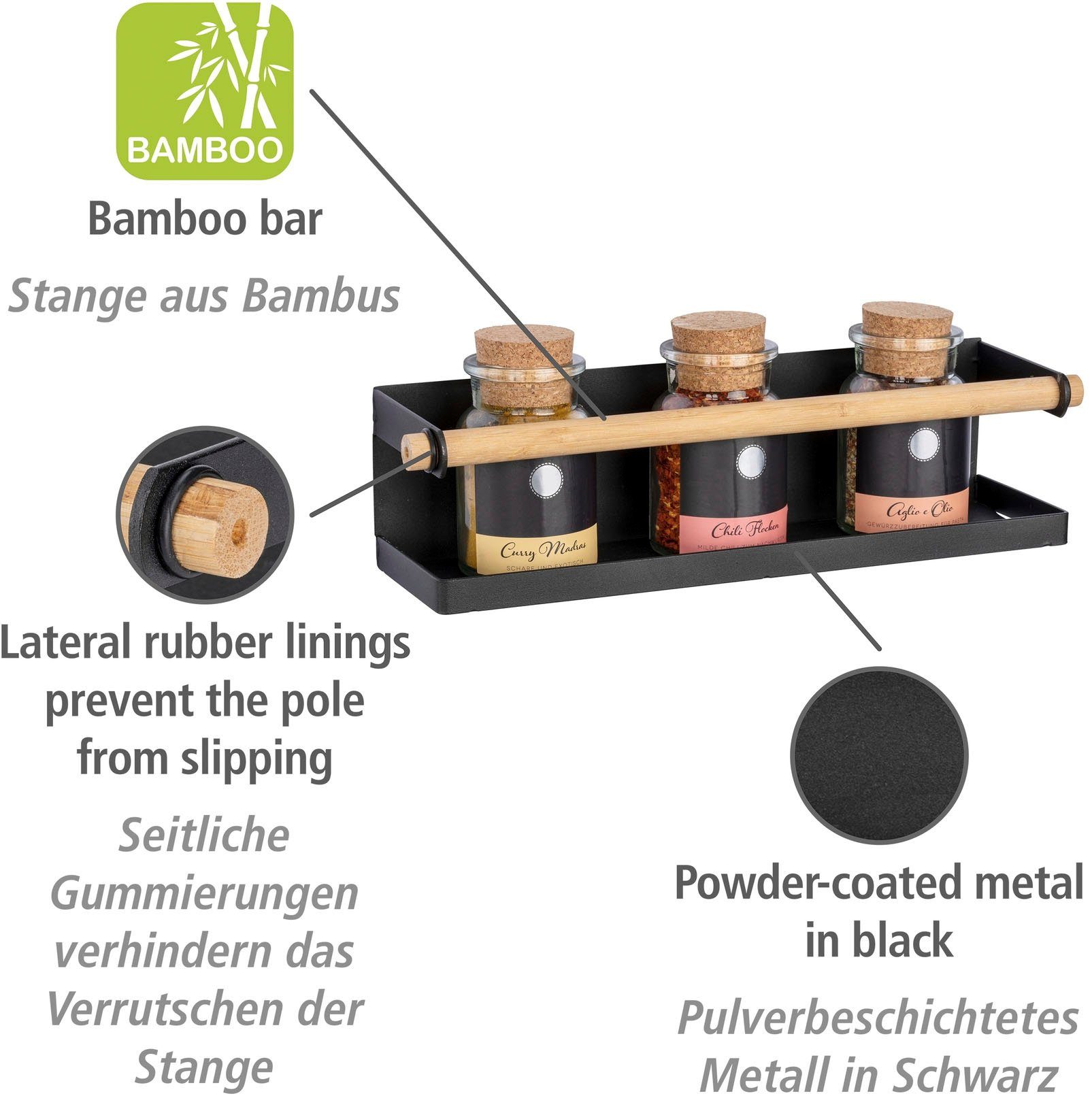 WENKO Gewürzregal Magna, 1-tlg., mit magnetischer Rückseite, Metall