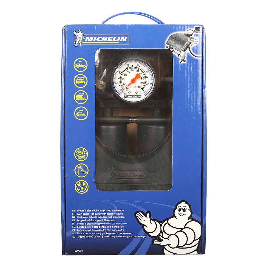 Fußluftpumpe mit Manometer von Michelin, 2 Zylinder, 1 Stück - ATU