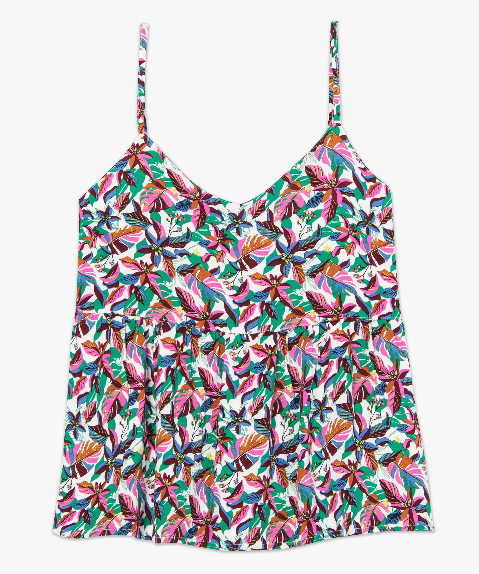 Blouse femme imprimée à fines bretelles imprime | GEMO