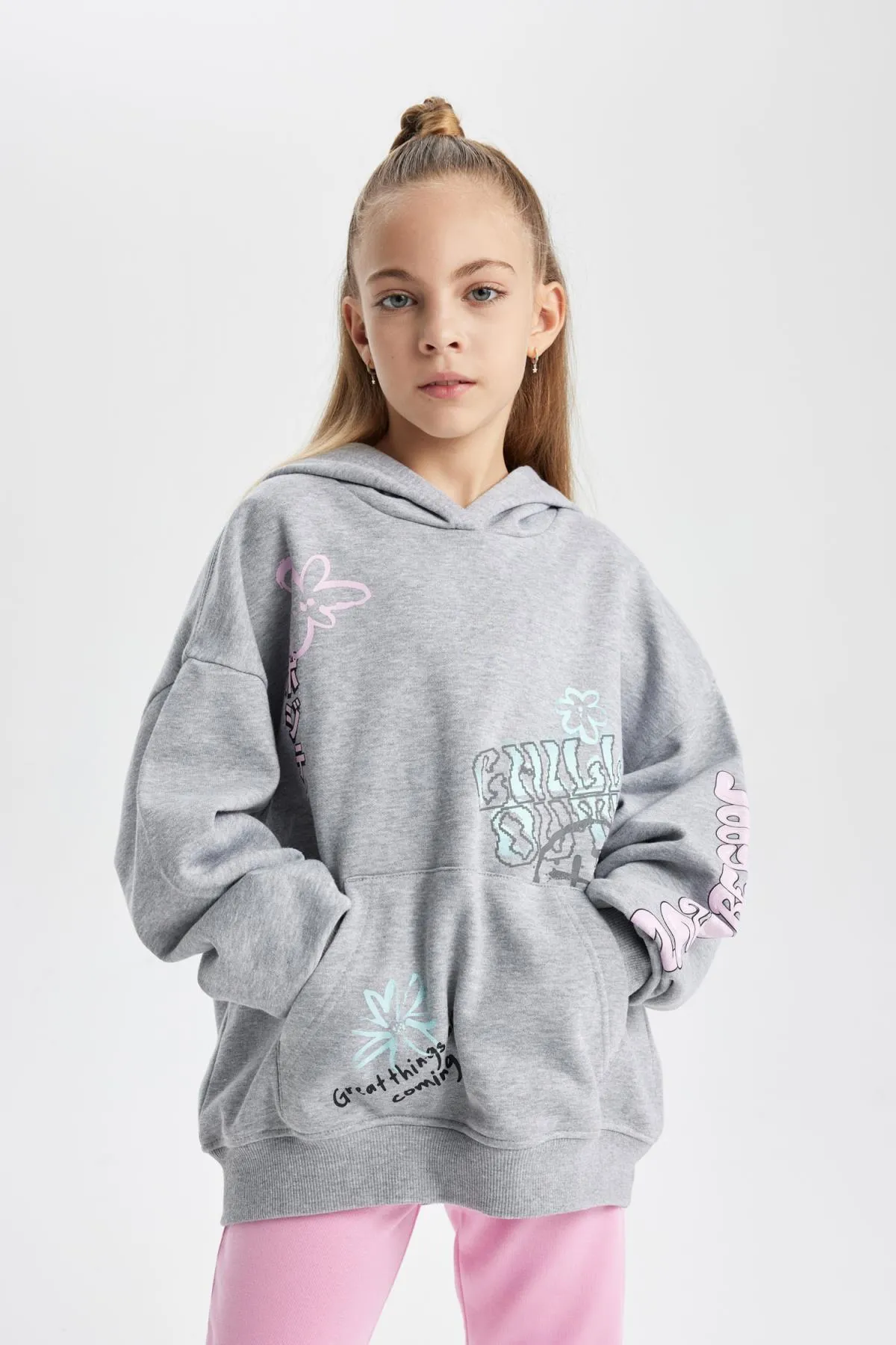 DeFacto  Dickes Kapuzen-Sweatshirt für Mädchen in Oversize-Passform mit weicher, flauschiger Innenseite