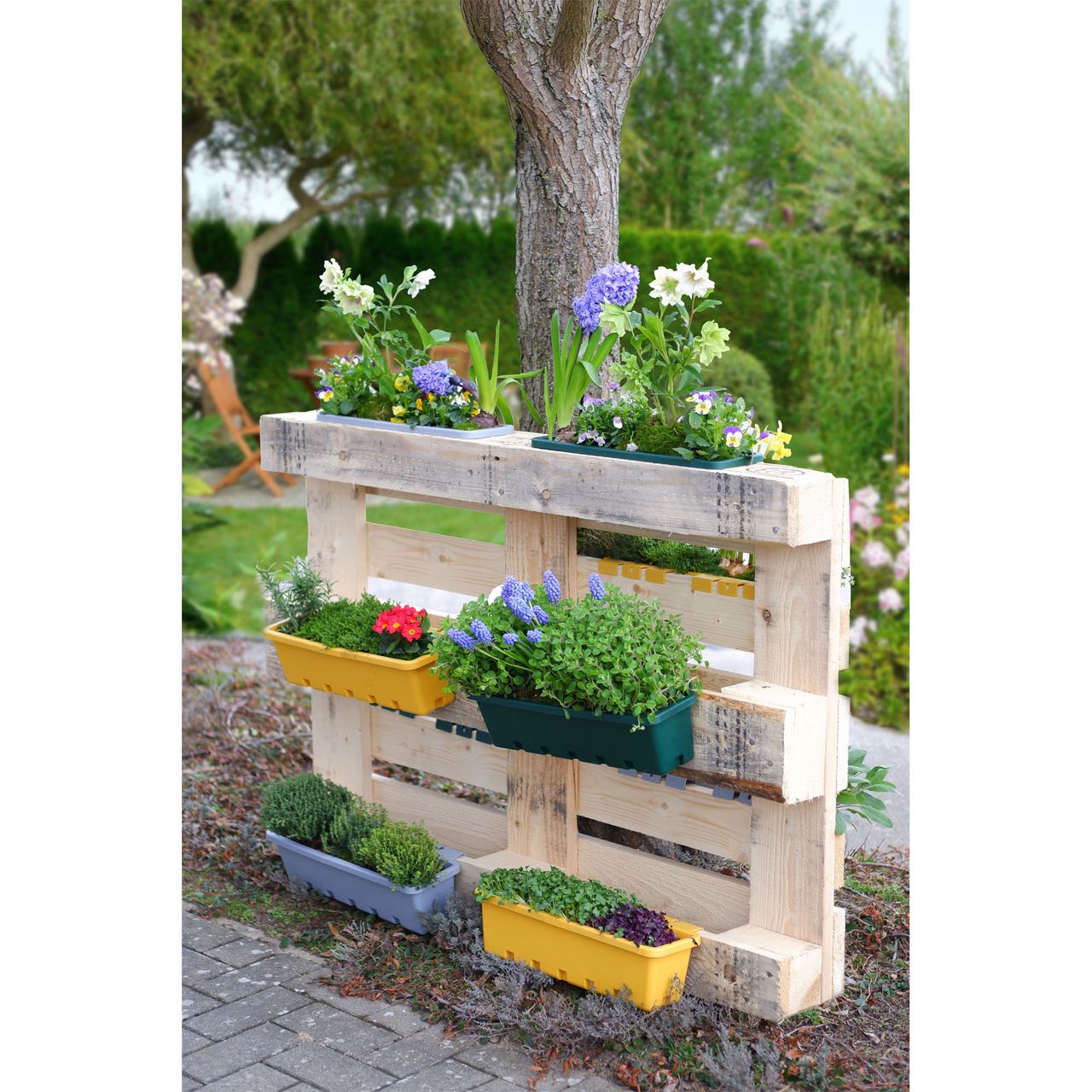 GreenLife Blumen- / Kräuterbox 10 Stück, anthrazit, komplett