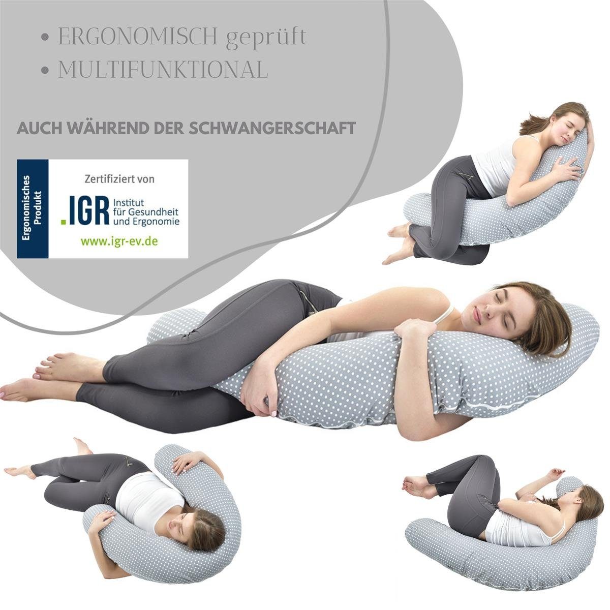 SEI Design Stillkissen Seitenschläferkissen Babynestchen Kuschelnest XXL, Schwangerschaftskissen mit Bezug, Bezug 100% Baumwolle