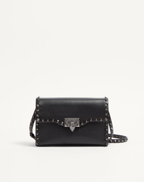 Rockstud lille skuldertaske i kornet kalveskind