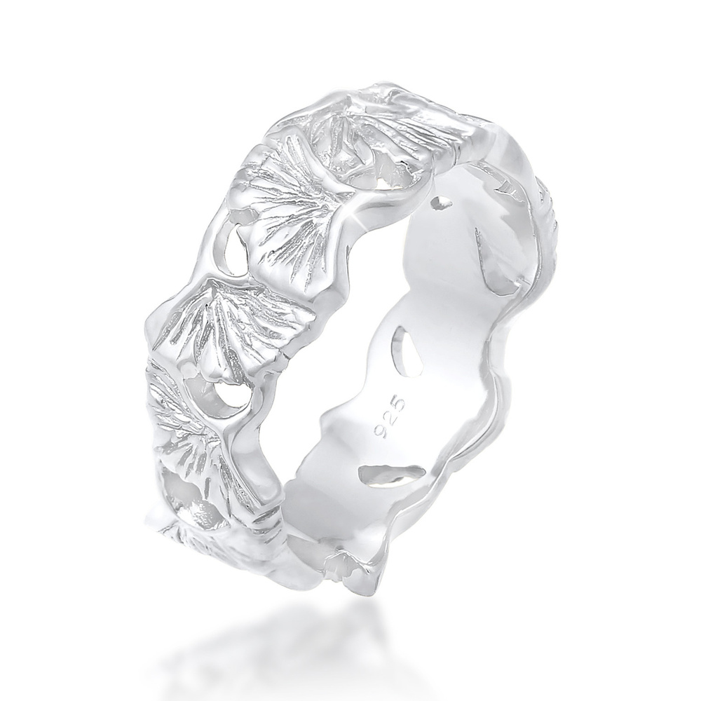 Elli Elli Bague Femmes Bande Ginkgo Feuille Tropicale Tendance Été en Argent Sterling  Bague