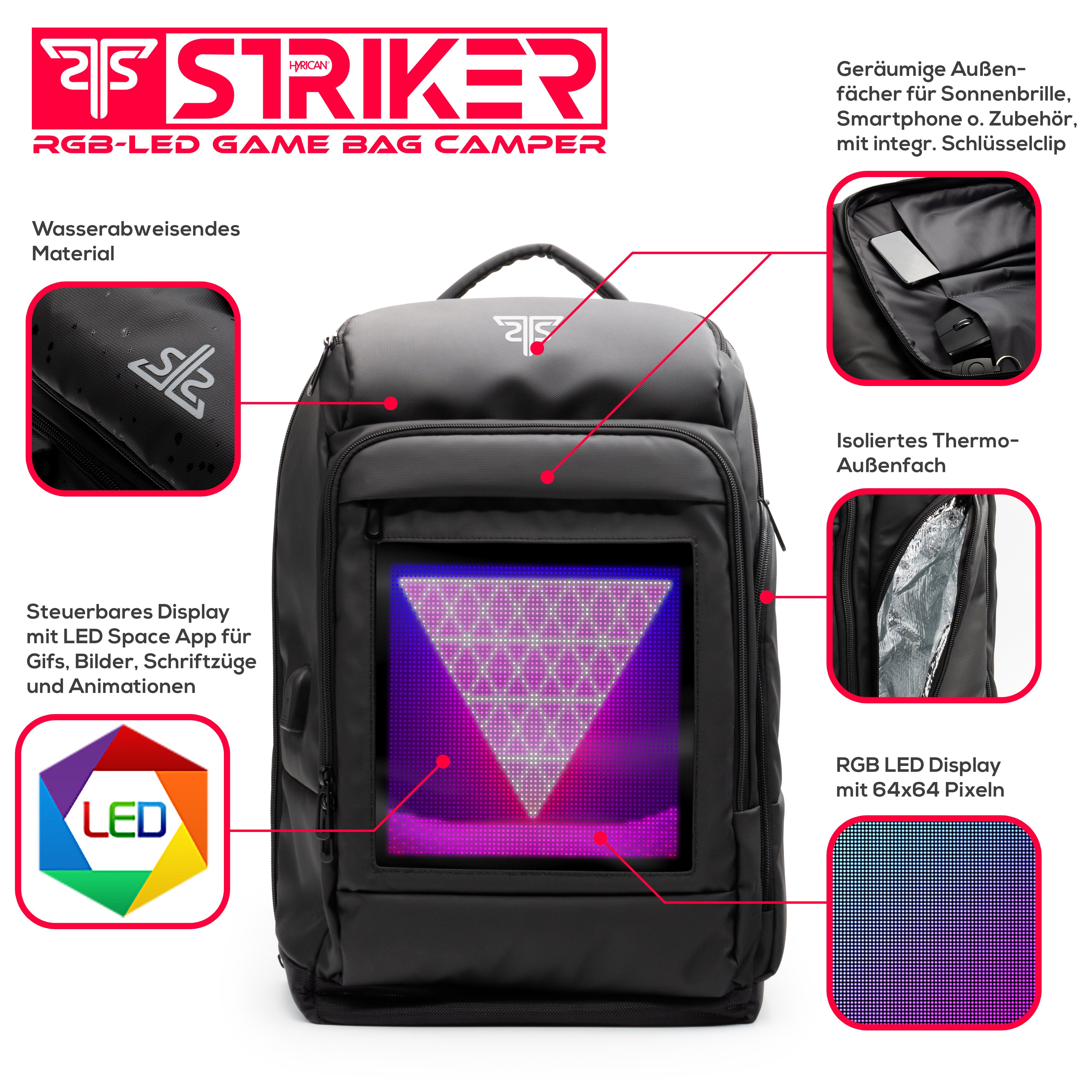 Hyrican Laptoprucksack Striker Game Bag CAMPER LED Laptoprucksack, 17,3'' Notebook, 12