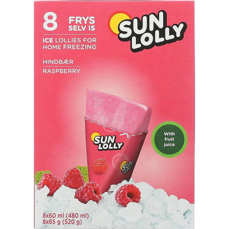 Sun Lolly Sun Lolly 8-pk Bringebær frys selv-is