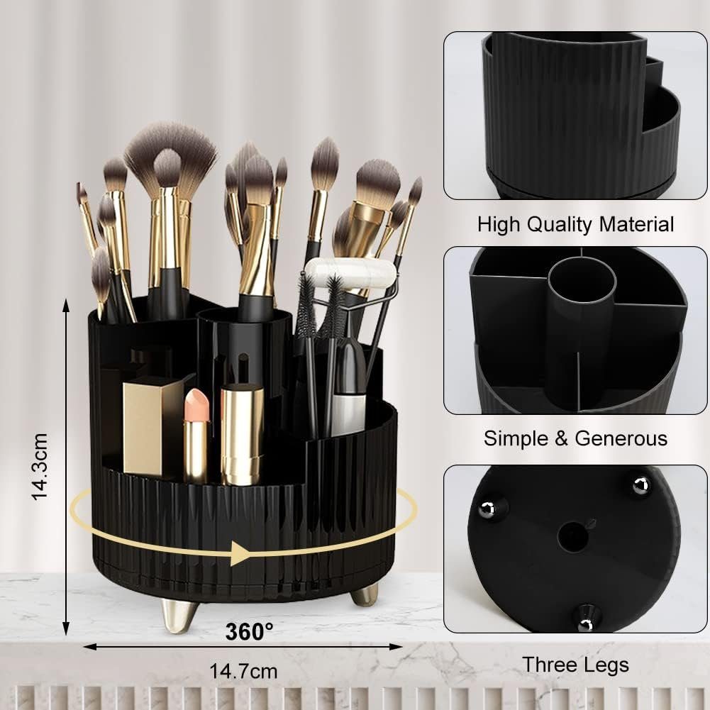 Runxizhou Kosmetikkoffer Make Up Kosmetik Organizer, 360 Drehung Beauty Organizer - Schwarz