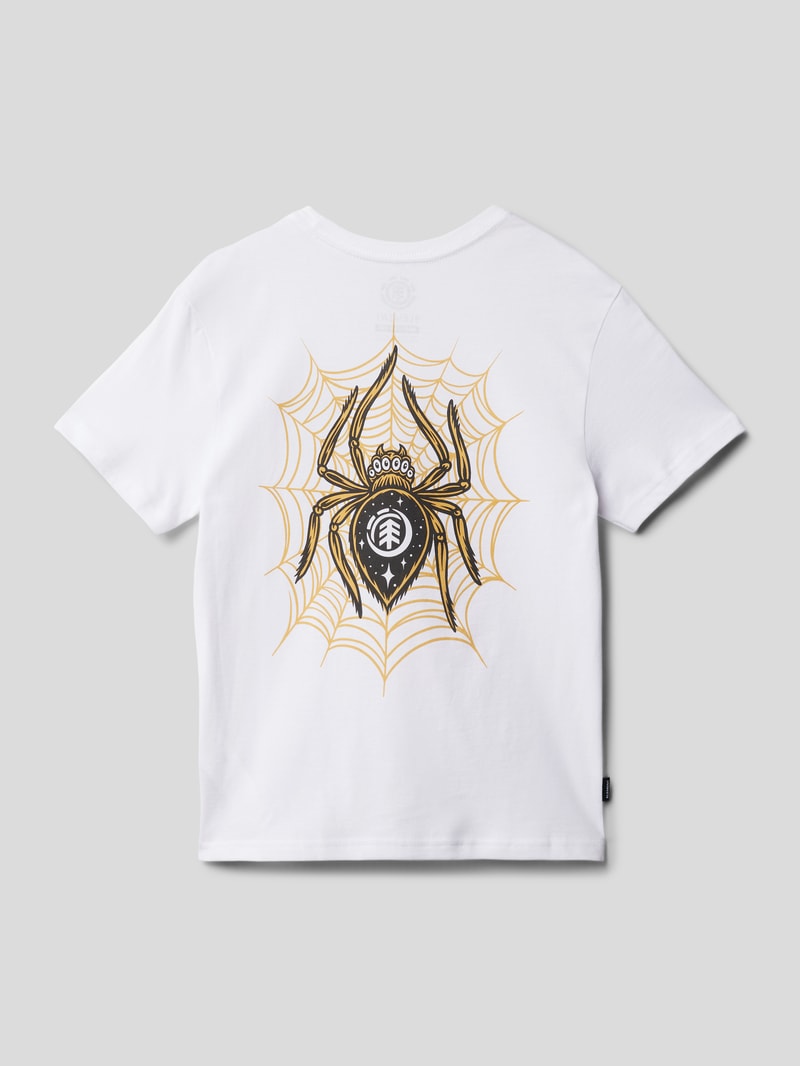 T-Shirt mit rückseitigem Motiv-Print Modell 'NOCTURNAL SPIDER' in weiß