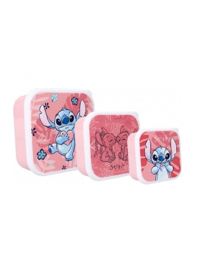 COFI 1453 Lilo & Stitch Lunchset 3-in-1 Snackbox Lunchpaket Butterbrotbox in Pink günstig kaufen onesize
