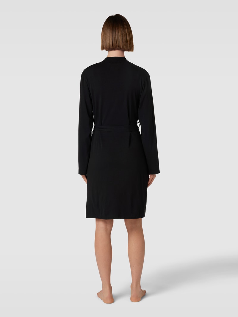 Bademantel mit Label-Print in schwarz