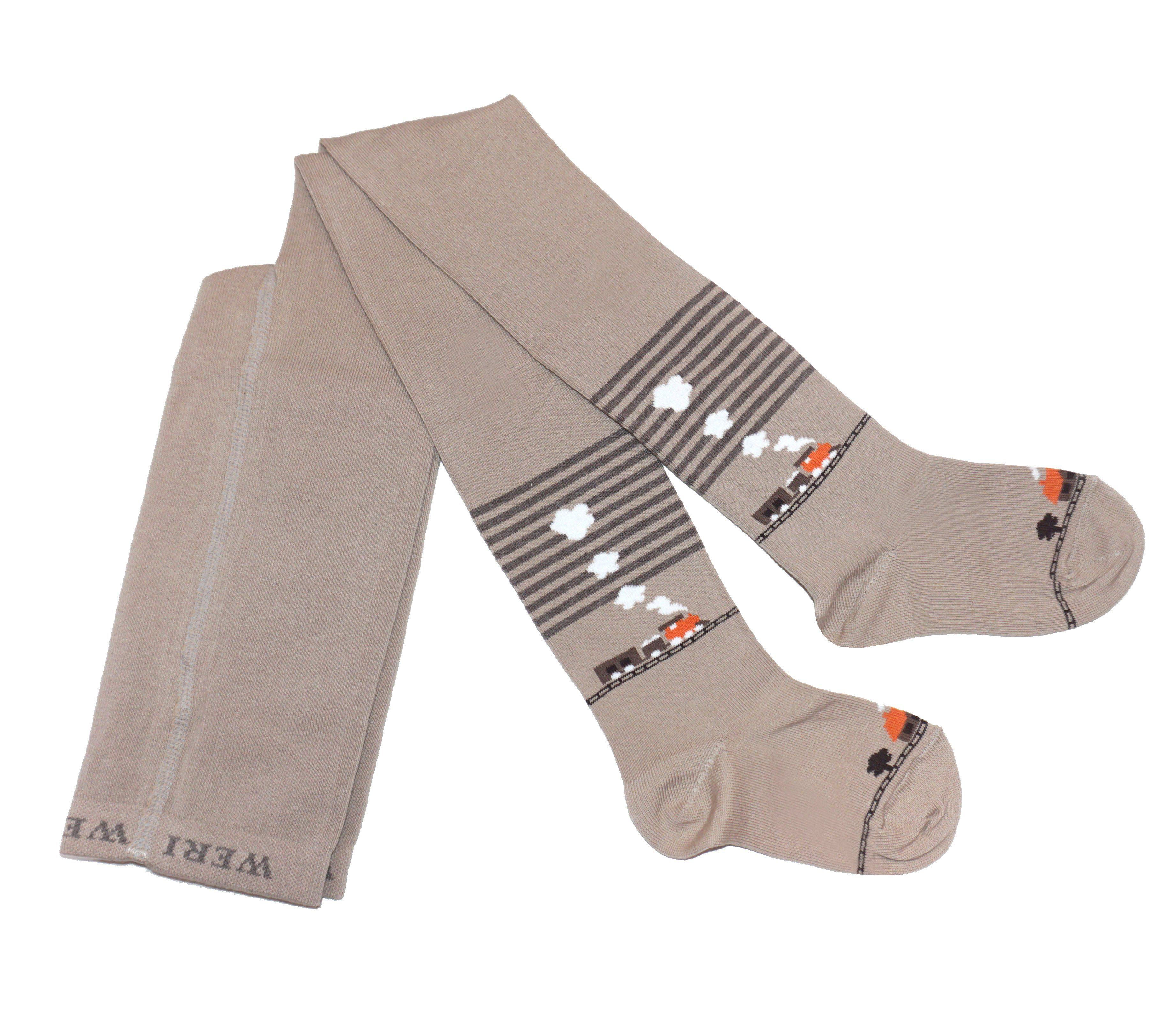 WERI SPEZIALS Strumpfhersteller GmbH Strickstrumpfhose Kinderstrumpfhosen für Jungs >>Eisenbahn<< aus Baumwolle