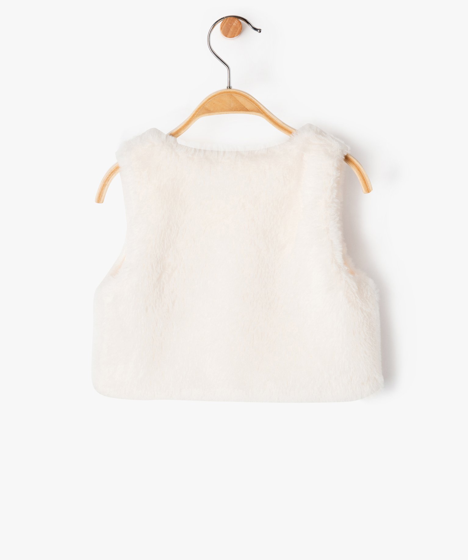 Gilet bébé fille sans manches en fourrure imitation beige | GEMO