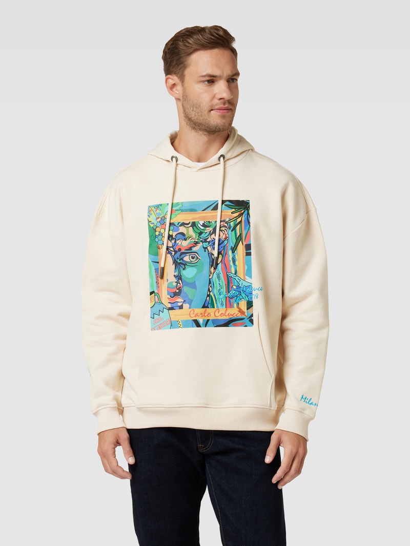 Hoodie mit Motiv-Print in offwhite